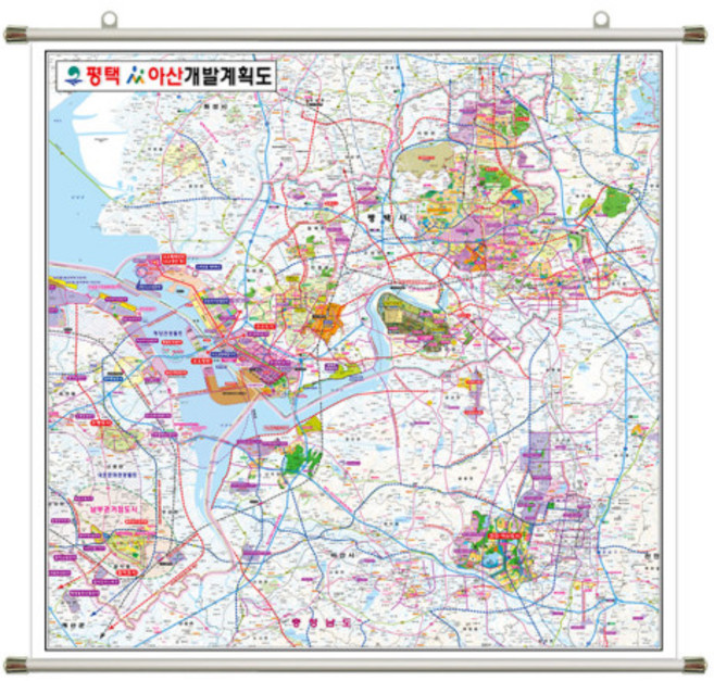 평택시 아산시 개발계획도 평택 아산 지도 부동산 전도 (족자 소형 100x100), 고급천