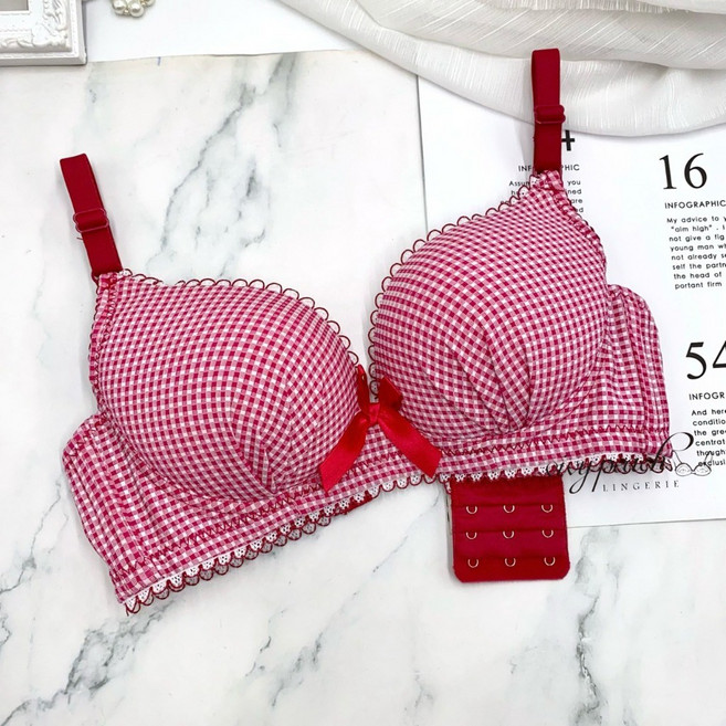 Vivy peach B罩杯無鋼圈內衣 經典格紋包副乳 透氣吸濕排汗