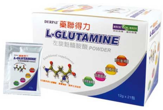 藥聯得力 L-麩醯胺酸 左旋麩醯胺酸 粉末狀 營養補充品 12g x 21包, 1個, 藥聯得力左旋麩醯胺酸