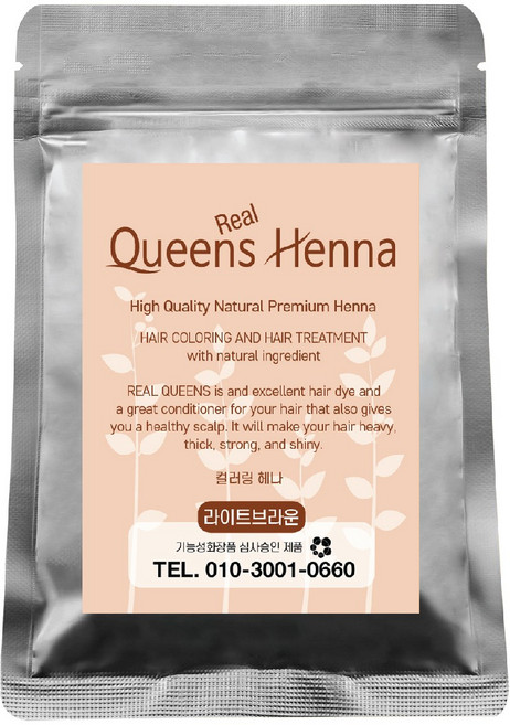 real퀸즈헤나 2개구매시 1개더 천연헤나 염색약 퀸즈헤나, 라이트브라운, 1개