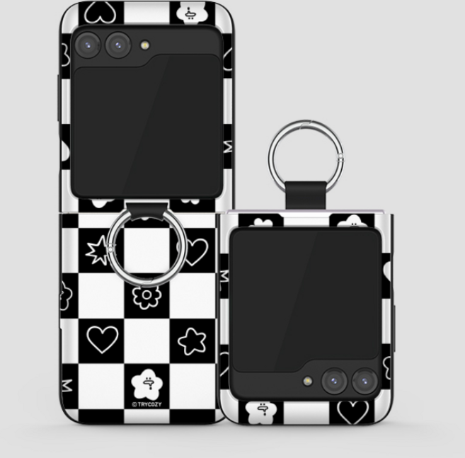 갤럭시 Z플립 5 4 3 플립 휴대폰 케이스 정품TRY 헤이모노 핑거링 고리 카드수납 마그네틱도어