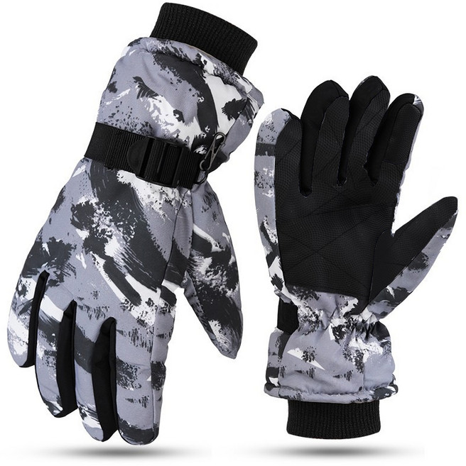한현 스마트 터치 스키장갑 남여 겨울 오토바이 생활방수, 남자회색, 1개