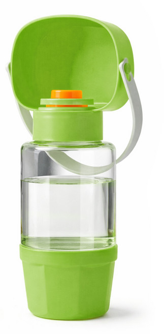 펫피코 반려동물 2 in 1 멀티 강아지 휴대용 물병, 1개, 그린