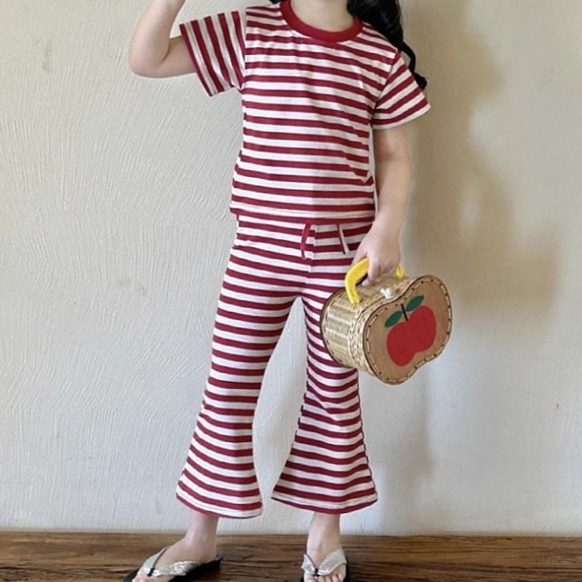 [앙디] O상하복 토리아니 (OC174) / (라운드반팔티 + 9부나팔바지)_(아동복 여아용의류 상하세트 시원한상하복 여름상하복 바캉스)