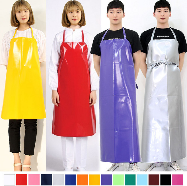 하랑이플 국산 양면방수앞치마(대) 우레탄 비닐앞치마 식당 주방앞치마 업소용앞치마 양면코팅, 은색, 1개