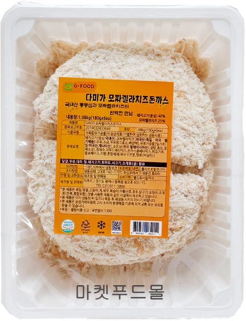 지푸드)다미가 모짜렐라치즈돈까스1.08kg(180gX6장), 1개, 180g