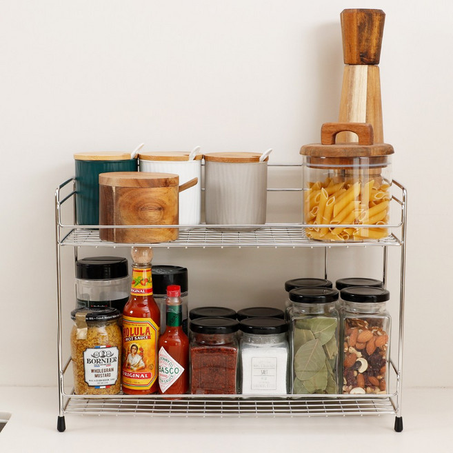 스테인레스 주방선반 양념통 조리료 정리선반, 일체형 테이블선반(중), 1개