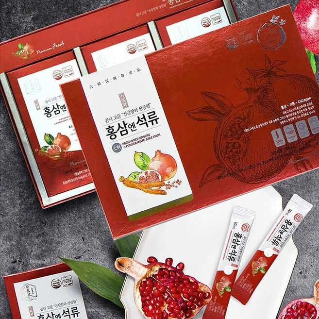 콜라겐 석류 홍삼 스틱 이란 석류 즙 석류액 석류 콜라겐 스틱 홍삼 진액, 10ml