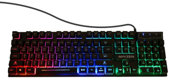 멤브레인 게이밍 유선키보드 다색 LED USB형, 블랙, 일반형, K260 LED, 제조사축