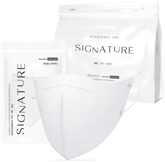다나 시그니처 마스크 KF94 대형 30매, 흰색, 1개