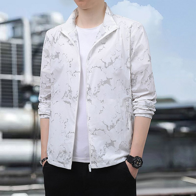 ROYALBELLE 남성 자외선차단 경량 집업 자켓 통기성 아웃도어 스포츠 바람막이 F01030803