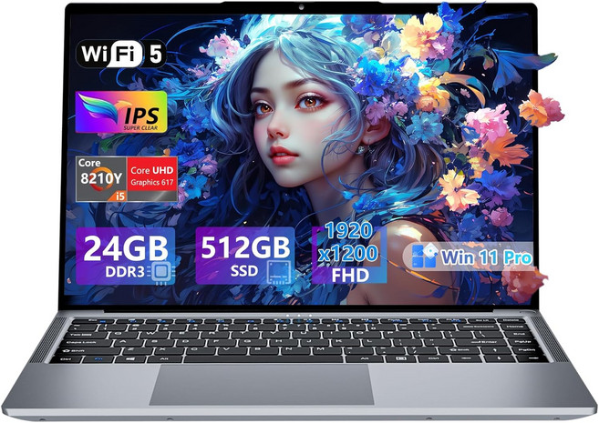게이밍 노트북 2026 i5 15.6인치 컴퓨터 최대 3.6GHz 24GB RAM 512GB SSD WIFI 5 BT5 FHD 1920x1200 180도 각도 HDMI 학생 업무용, Laptop