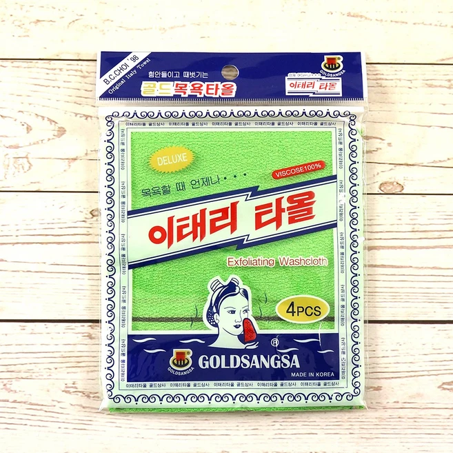 이태리샤워타올 4P 때밀이 때타올 때타월 골드상사, 녹색, 4개입, 1개 - 쿠팡