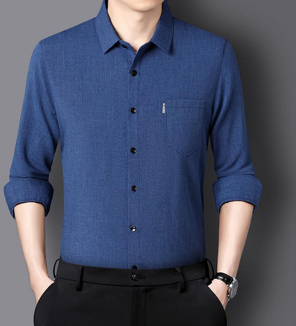 메인워크 중년남성 폴로넥 긴팔 셔츠 봄가을 간절기 아빠룩 면마셔츠 비즈니스 오피스룩 데일리 오버핏 캐주얼 아우터 포켓 상의