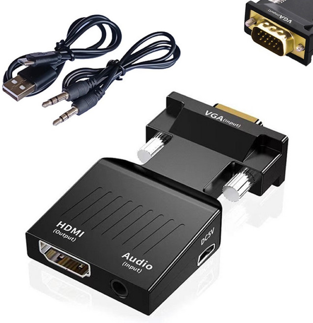 附音源線電源線 含聲音輸出 1080P高清轉換, 1個, VGA轉HDMI轉接器, VGA轉HDMI轉接器