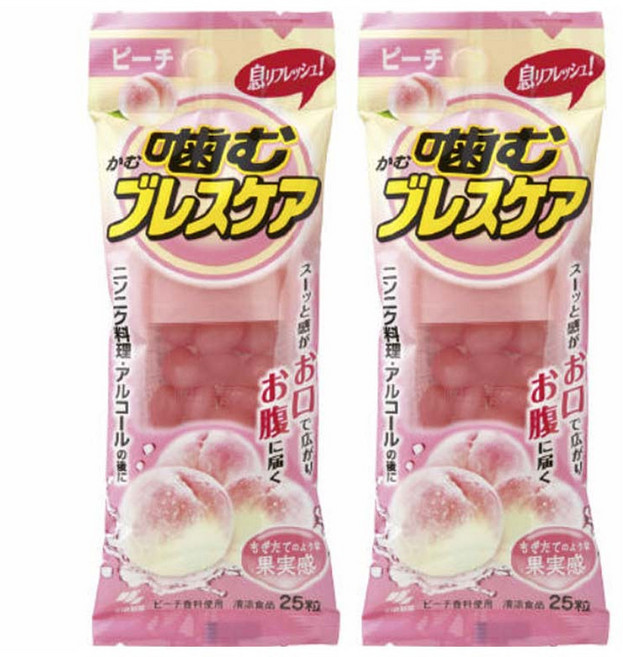 일본 고바야시 코바야시 브레스케어 복숭아 피치 츄어블 0.03g 25입 2개, 30mg