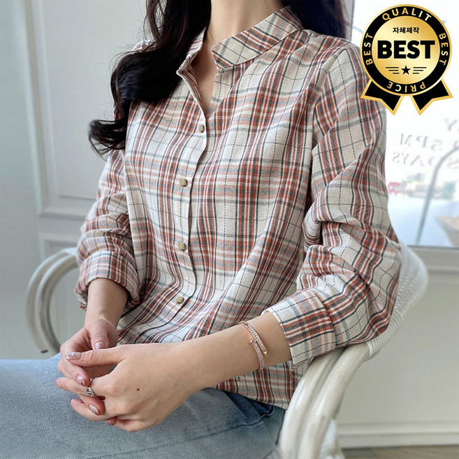 [당일배송][루시다] 레토 체크 스트링 셔츠