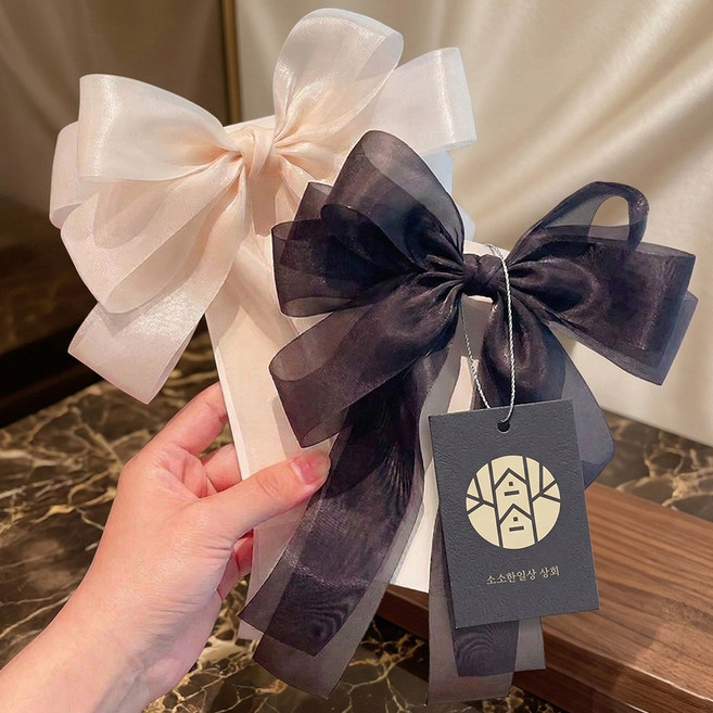 소소한일상상회 쉬폰 레이스 대왕 리본 자동핀