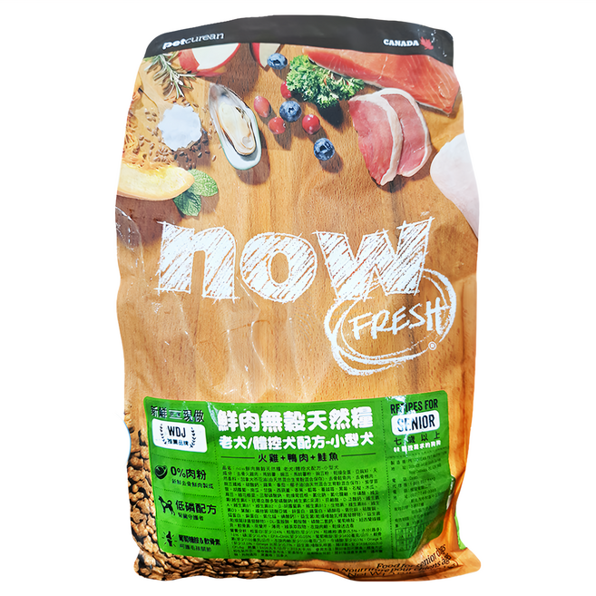 now FRESH 老犬/體控犬 鮮肉無穀天然糧, 火雞 + 鴨肉 + 鮭魚, 3.5lb, 1袋