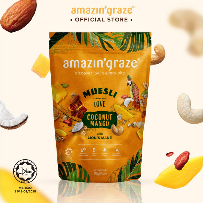 Amazin Graze 코코넛 망고 뮤즐리 Coconut Mango Muesli 300g, 1세트