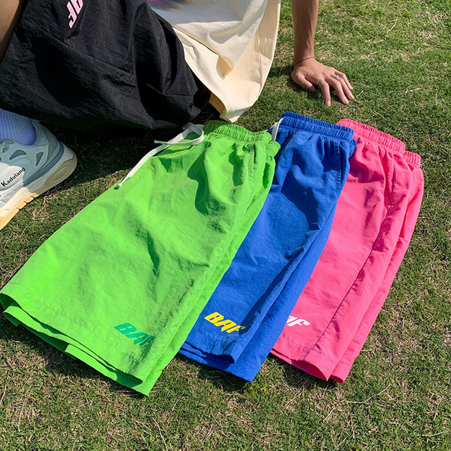 라네르 남자 BAF 오버핏 쿨 형광 반바지 휴가룩 비치웨어 팬츠