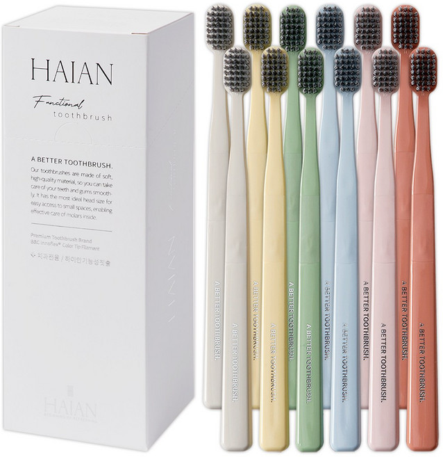 하이안 기능성 칫솔 이중초미세모, 1박스, 12개입