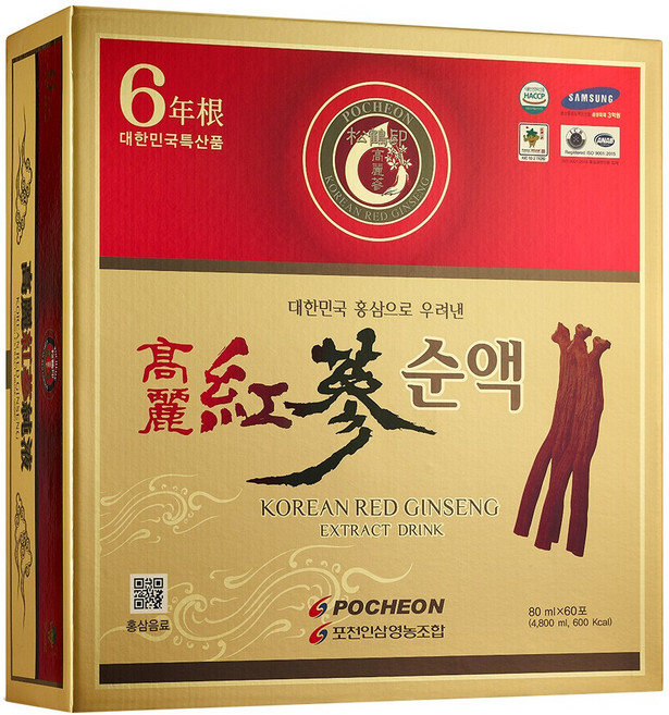 포천홍삼 홍삼순액 80ml x 60포, 1개, 4.8L