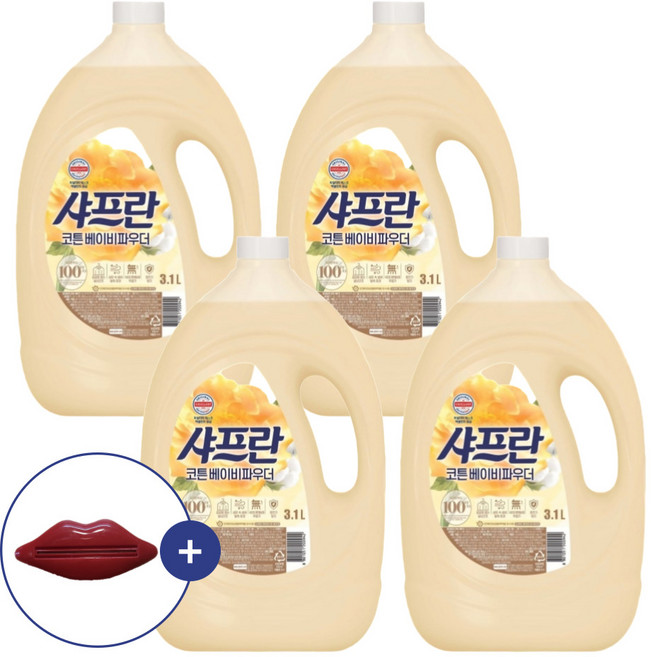샤프란 코튼베이비파우더 3100ml X 4개(치약짜개), 1세트, 3.1L