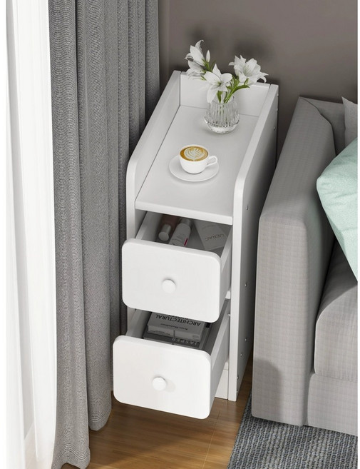 살림마루 틈새 초슬림 협탁 심플 슬림 수납장 서랍 침실 가장자리, 조립하다., 【베이직】웜베이지 삼중직 26CM