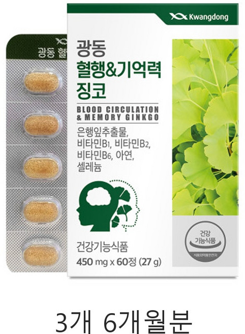 은행잎추출물 포스파티딜세린 수험생 집중력 영양 설계 징코 오메가3 캡슐 6개월분, 60정, 3개