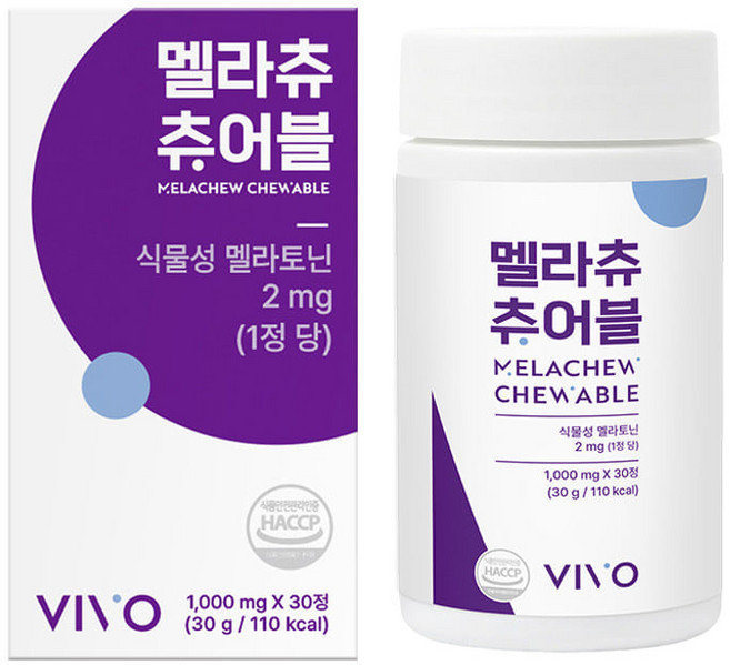 [VIVO] 멜라츄 츄어블 30정 1통 물없이 씹어먹는 맛있는 츄어블, 30g