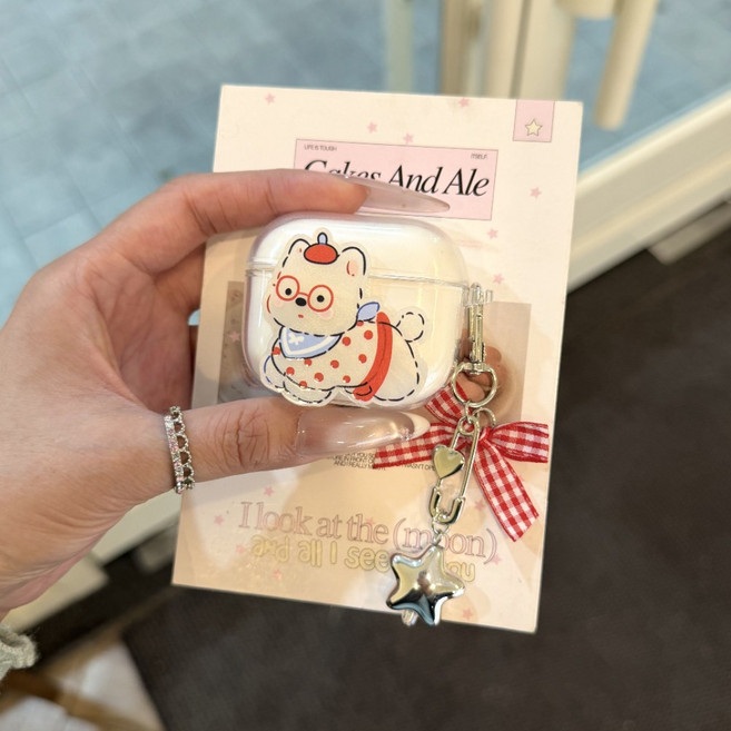 삼성 갤럭시 버즈2 갤럭시 버즈3 갤럭시 버즈2 프로 갤럭시 버즈3 프로 귀여운 KT 고양이 이어폰 케이스 + 카라비너, 1개, 카툰 웨스트 하이랜드