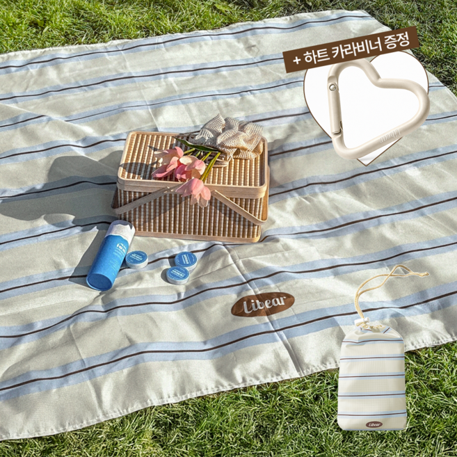 리베아르 감성 여행 경량 돗자리 방수 돗자리 휴대용 피크닉 매트, 크림치즈