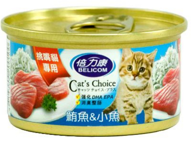 倍力康 Belicom Choice 挑嘴貓罐 80g 170g 貓罐頭, 1個, 倍力康挑嘴貓80g-鮪魚+小魚*24