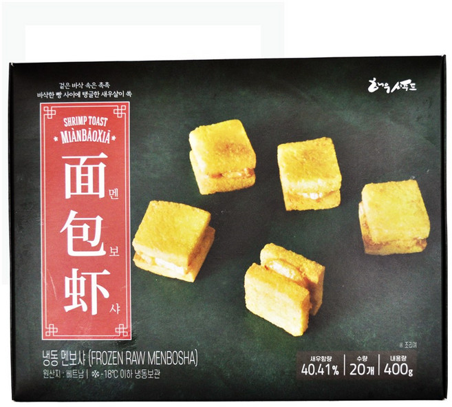 푸드마을 냉동 멘보샤 400g 중국식 새우토스트 집에서 간편하게, 1개