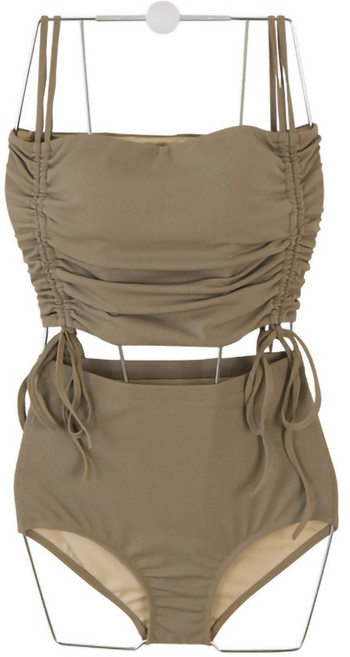 兩件式比基尼泳衣 高腰遮肚顯瘦 性感度假風泳裝, XL碼