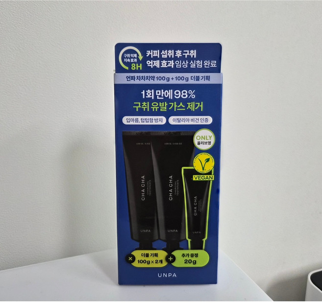 불소 포함 언파 차차 차콜 치약 (+20g 미니치약), 1개, 220g