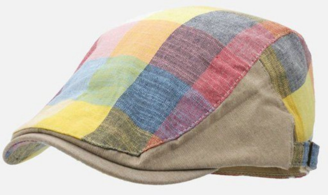 체크 전진모자 남녀공용 봄여름용 베레모 빈티지 꾸안꾸 스트릿