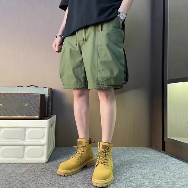 夏季新款大口袋機能風日系工裝百搭寬鬆運動休閒五分工裝短褲男33