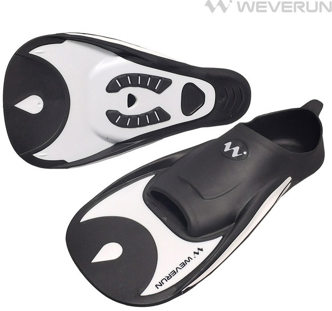 위베런 오리발 파워브리드 숏핀 훈련용 스노쿨링 수영 스퍼트 장비, 블랙, XL