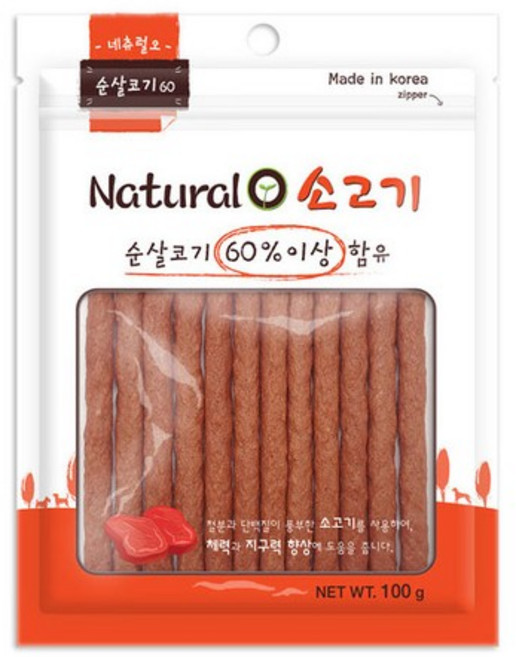 네츄럴오 소고기 져키 100g 강아지순살코기60%간식, 소고기맛, 1개