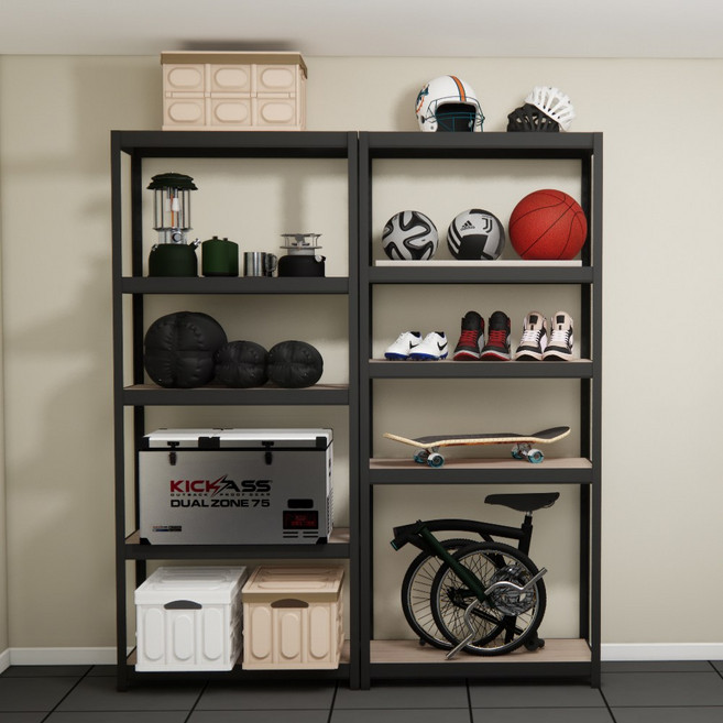 상도가구 몬스터랙 플러스 깊이600 철제 선반 시리즈 조립식 앵글 베란다 창고 수납 랙, 5단, 블랙