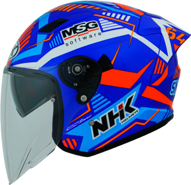 NHK S1 GP PRO 그래픽 시리즈 헬멧 듀얼바이저 오픈 페이스 하이바 오토바이 바이크 닌자 게이샤, 보벤즈나이더 #5 블루글로시