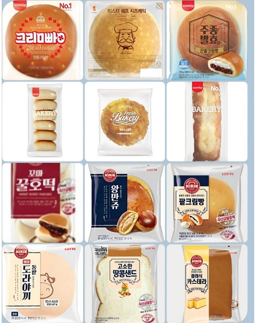 삼립빵랜덤 롯데빵모음 삼립빵 인기제품 모음12봉 (한박스) [정품], 100g, 12개