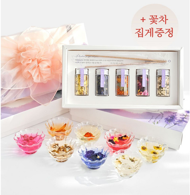 국산 수제꽃차 5종선물세트+고급집게+쇼핑백 메리골드 장미 국화 명절 설날선물, 1세트, 꽃차5종+집게+쇼핑백
