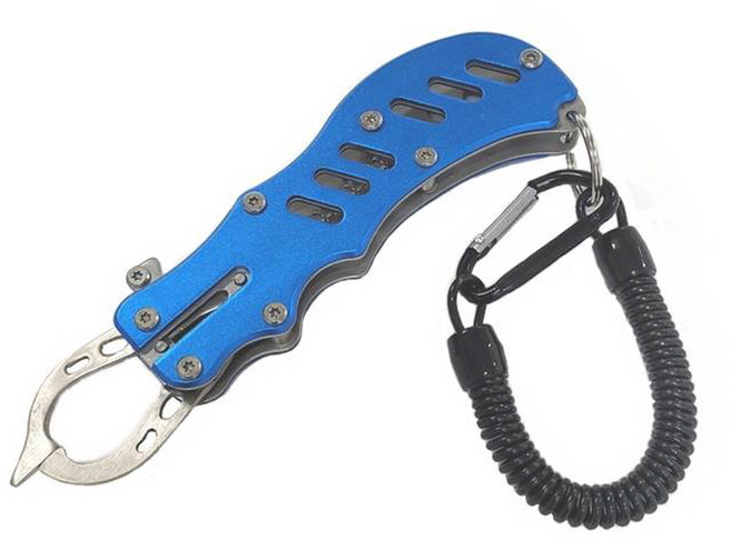 피싱 그립 립그립 - 물고기 집게 스테인레스 낚시용 블루 그립기, 1개