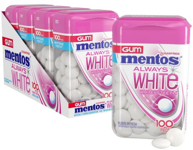 멘토스 올웨이즈 화이트 무설탕 자일리톨 껌 페퍼민트 400개 (100개입 4통), 100개입, 4개