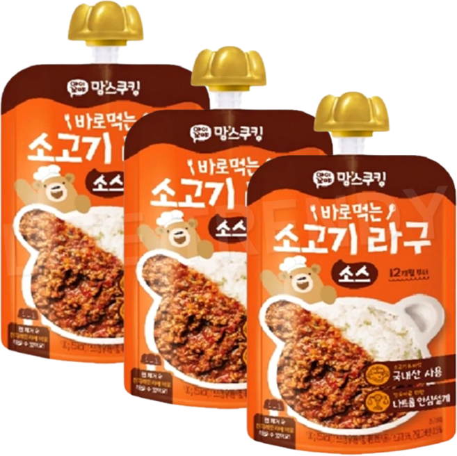 맘스쿠킹 바로먹는 안심소스, 소고기 라구, 100g, 3개