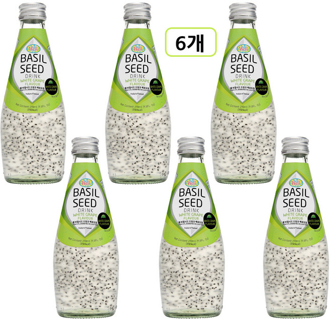예이니식품 웰 바질시드 드링크 백포도맛 6개(290mlx6개) 유튜브주스음료수과일, 6개, 290ml