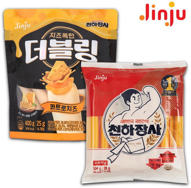 천하장사 소세지 X2봉 (오리지날 504g+더블링 콰트로치즈 400g), 1개, 504g